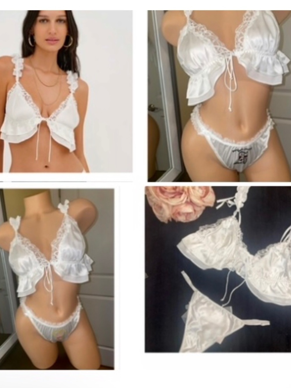 For Love & Lemons Butterfly Satin Flutter Cami/Bachelorette/Bridal Thongs NEW XL
